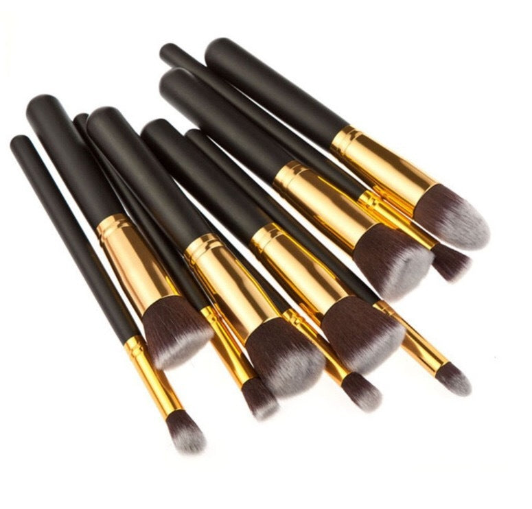 Black Bing Portable 10 Makeup Brushes Suit Beauty Tools