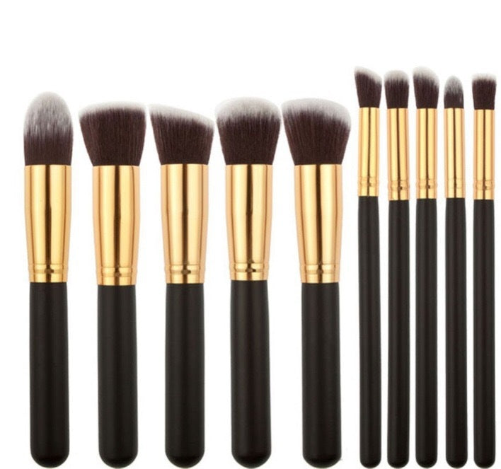 Black Bing Portable 10 Makeup Brushes Suit Beauty Tools